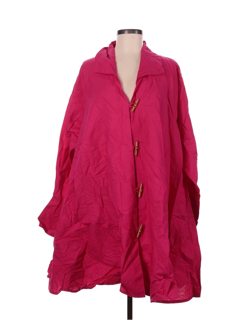 OSR Hot Pink Cotton Oversized Swing Coat Toggle Jacket One Size Boho
